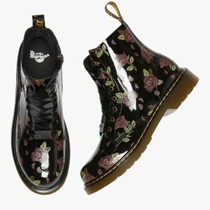 Dr. Martens Black Floral toddler Combat Boots